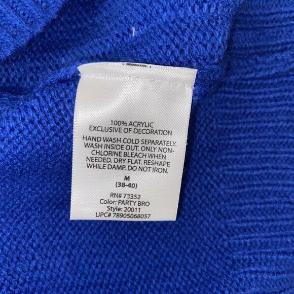 Jolly Sweaters Size M Blue Bro Where's the Party Holiday Ugly Christmas Sweater - Picture 10 of 16